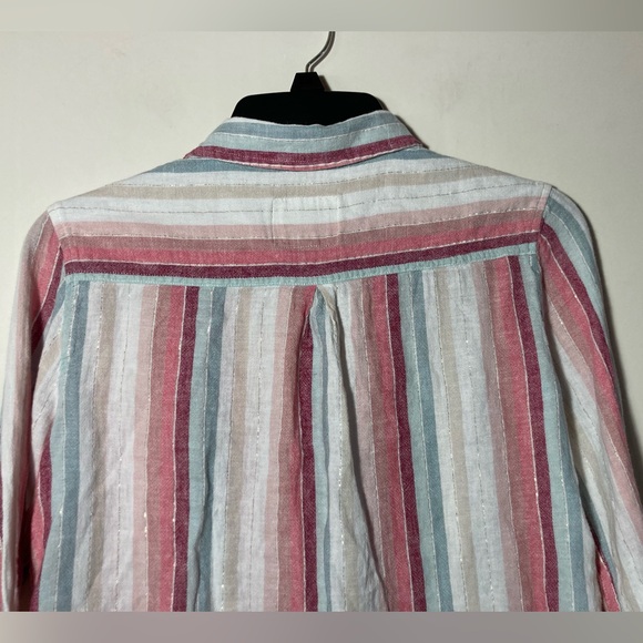 Rails Charli Tropic Stripe Button Down Shirt Metallic Gold Detail Size XSmall - Picture 5 of 16